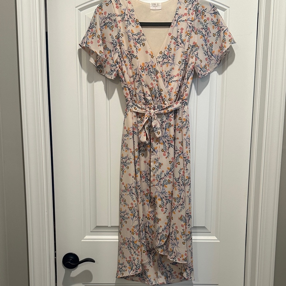 Sienna Sky Floral High Low Dress - Cream and Pink